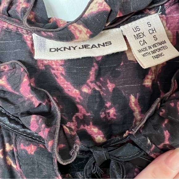 Vintage Y2K DKNY Ruffle Bib Animal Print Dress - Picture 9 of 17